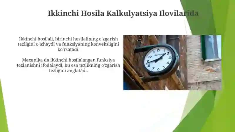 ikkinchi tartibli hosilaning mehanik manosi 4