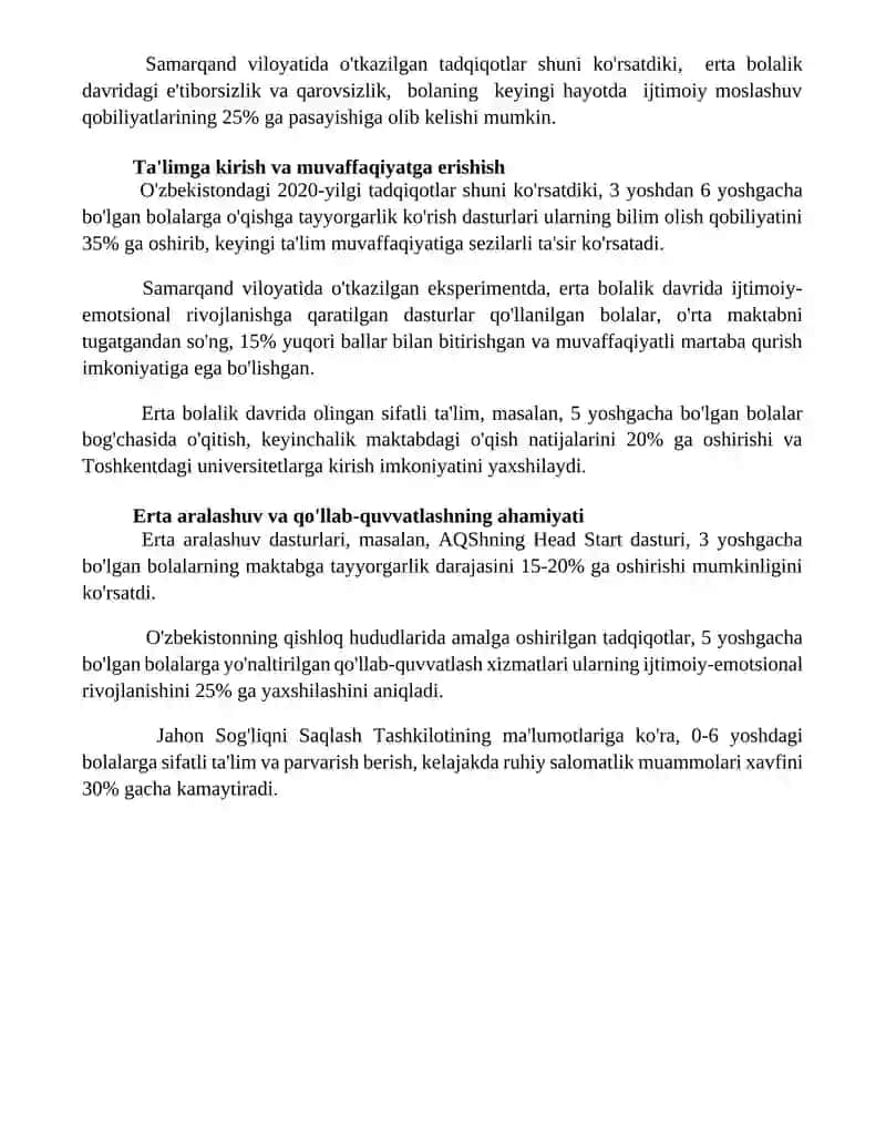 Erta bollalikning insoning kelajak hayoti haqida ta'siri misollar 4