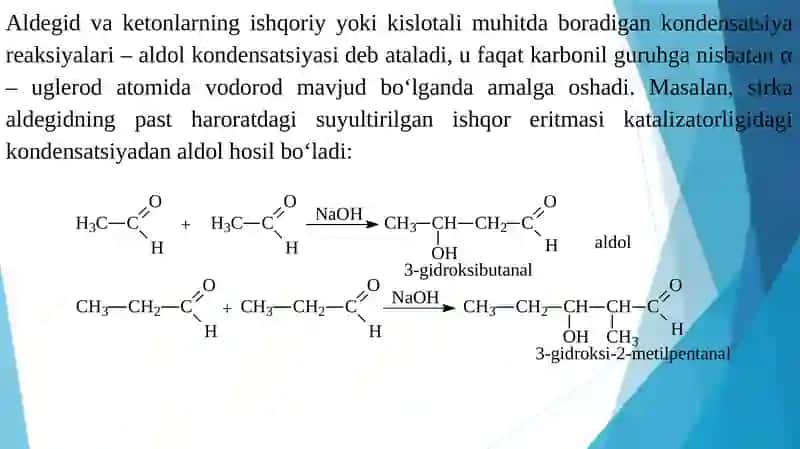 KONDENSATSIYA REAKSIYALARI. RETROSENTRIK ANALIZ 4
