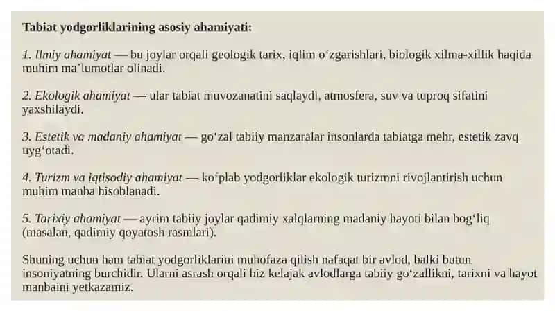 O’RTA OSIYO HUDUDIDAGI TABIAT YODGORLIKLARI 4