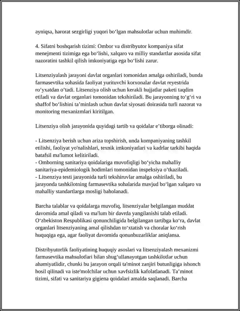 DISTRIBYUTORLIK FAOLIYATI.FARMASEVTIK OMBOR 4