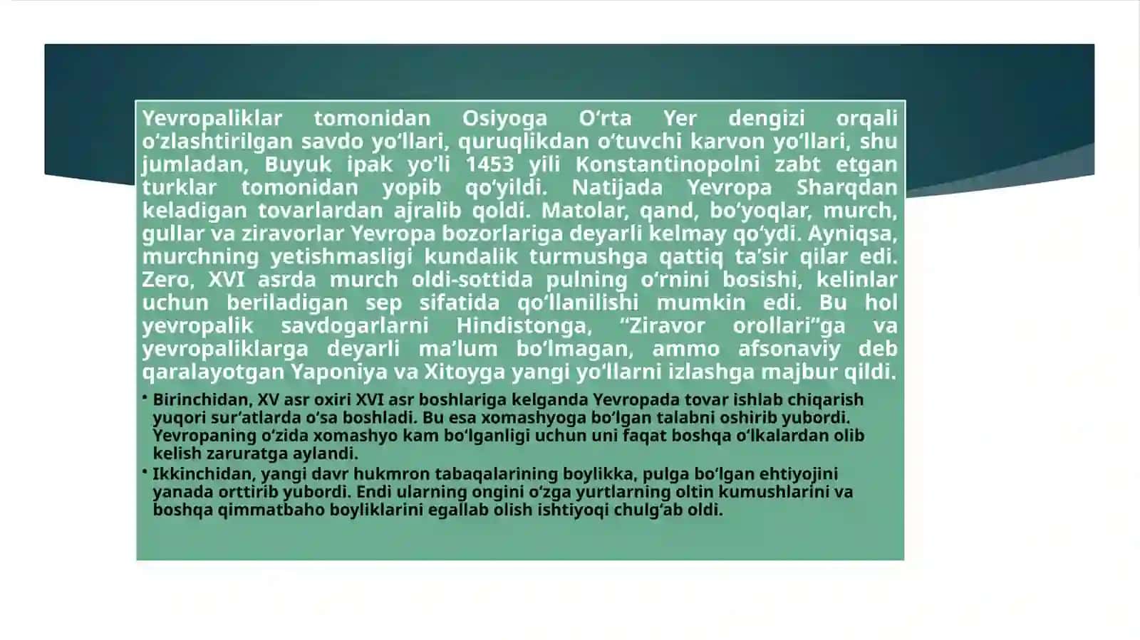 Buyuk geografik kashfiyotlar va mustamlakalarning paydo bо‘lishi 4