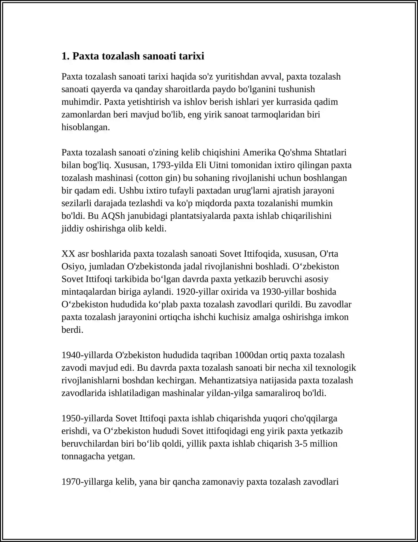 Paxta tozalash sanoati tarixi 4