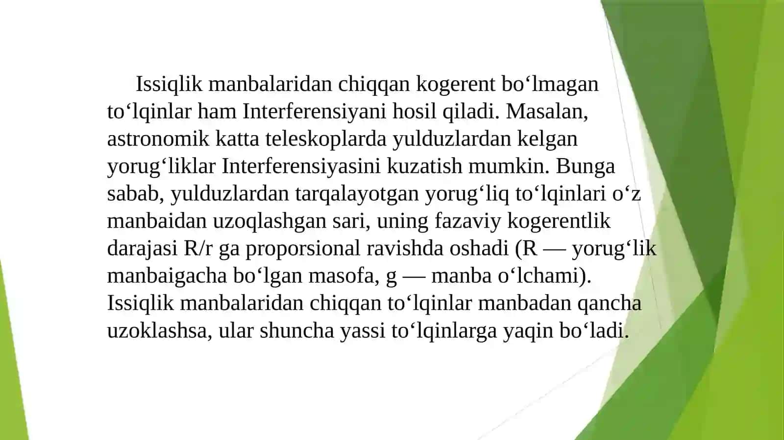 Kvazimonoxromatik to'lqinlar interferensiyasi 4