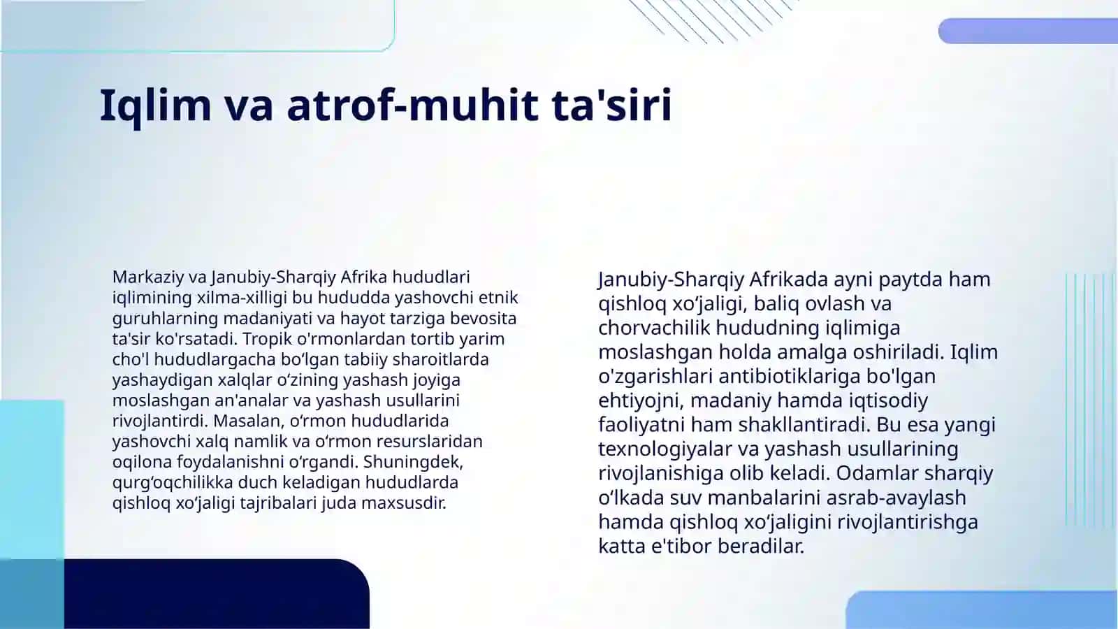 MARKAZIY VA JANUBIY- SHARQIY AFRIKA XALQLARI ETNALOGIYASI 4