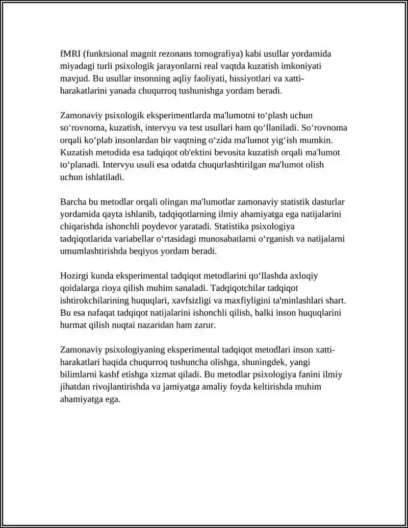 HOZIRGI ZAMON PSIXOLOGIYASINING TADQIQOT METODLARI 4
