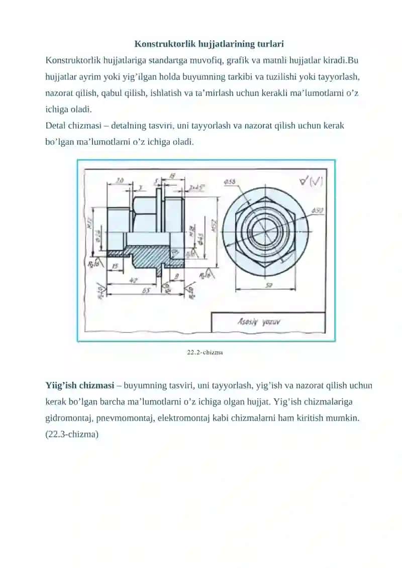 Mashinasozlik chizmalari. Buyum turlari. 4