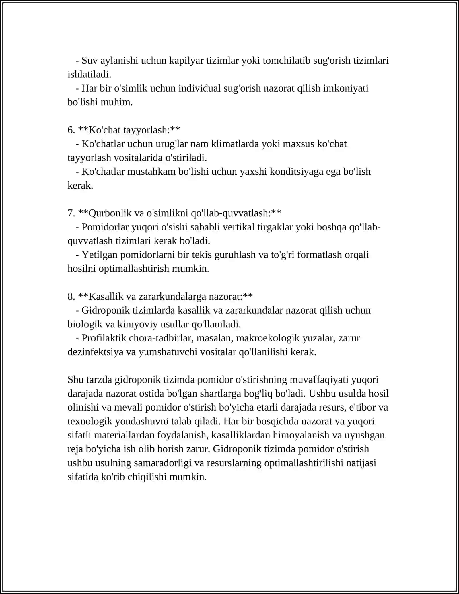 GIDROPONIKA USULIDA POMIDOR YETISHTIRISH TEXNALOGIYASI 4