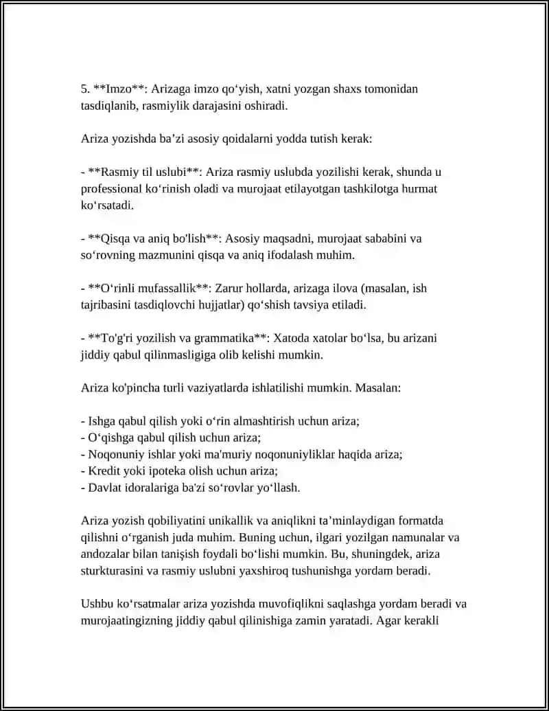 Ariza yozish tartibi 4