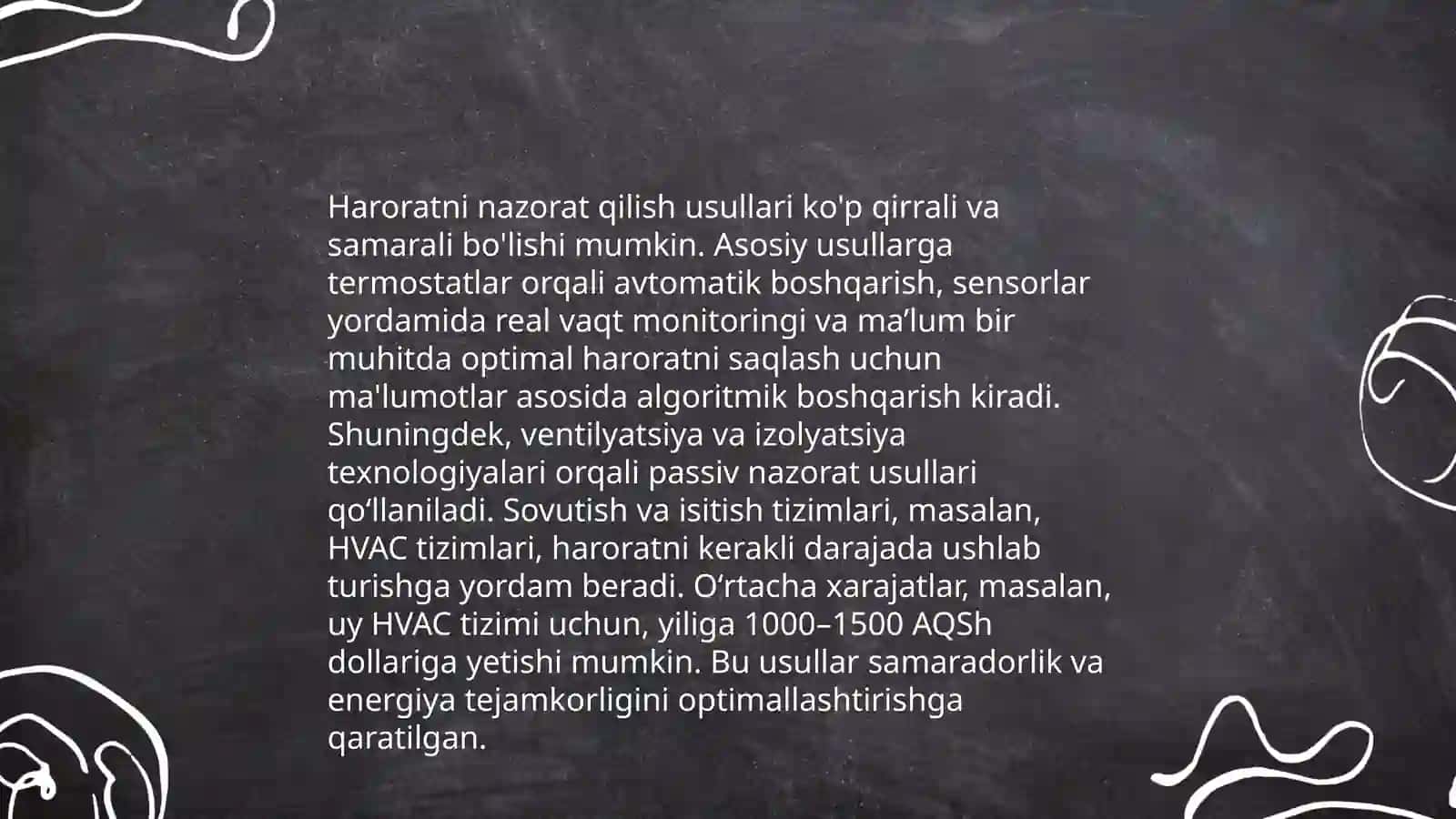 Honalar mikroiqlimi koʻrsatkichlarini telshirish 4