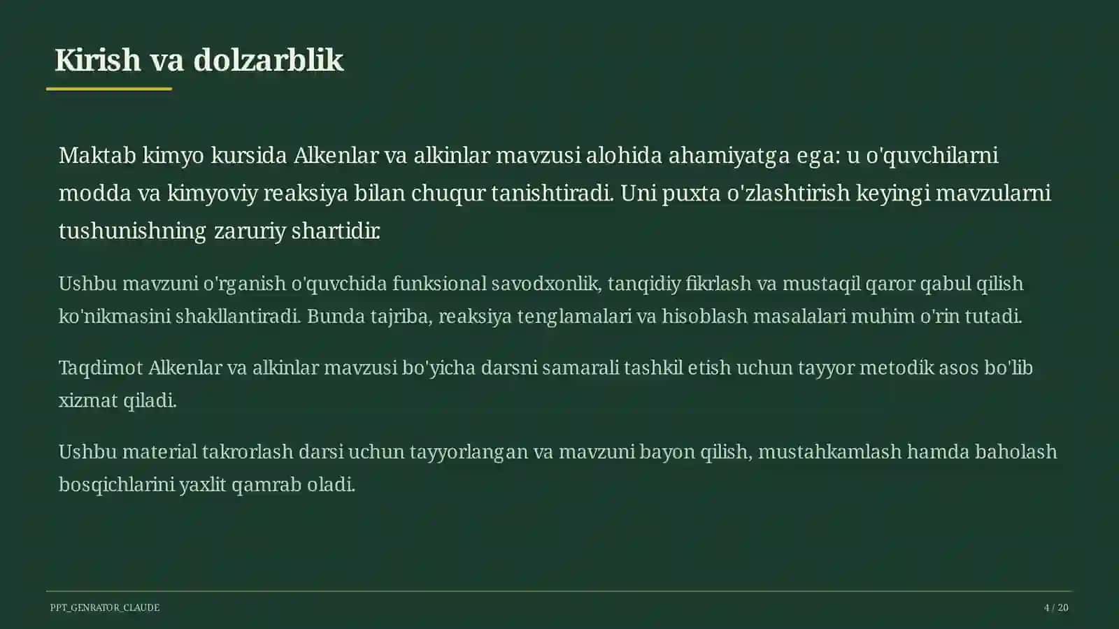 Alkenlar va alkinlar (10-sinf) 4
