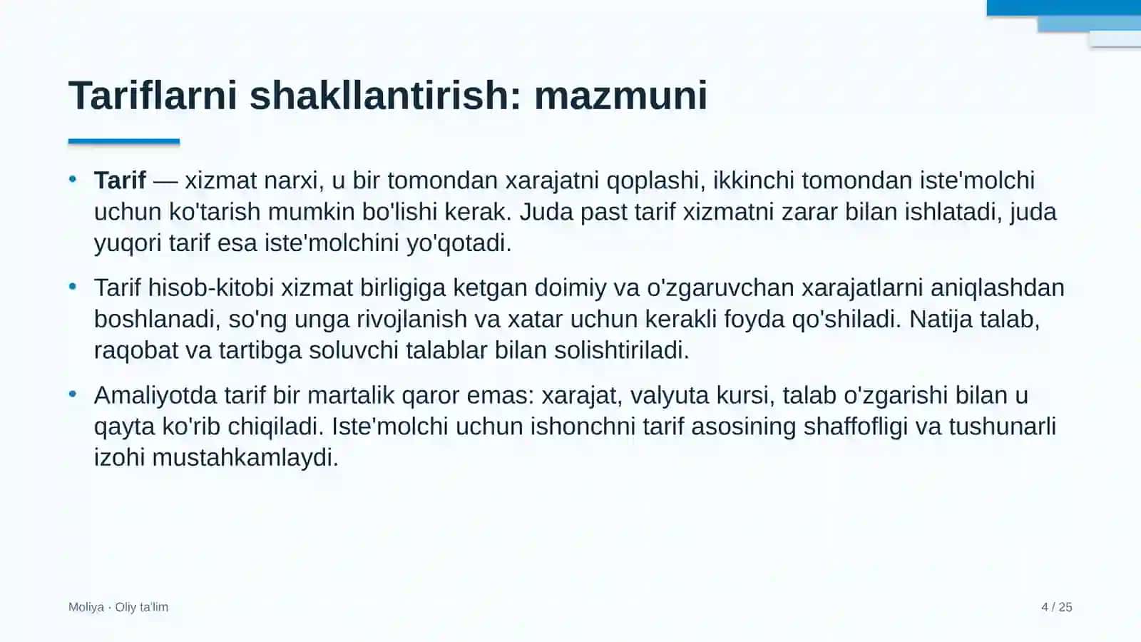 Faktoring kompaniyalarida tariflarni shakllantirish 4