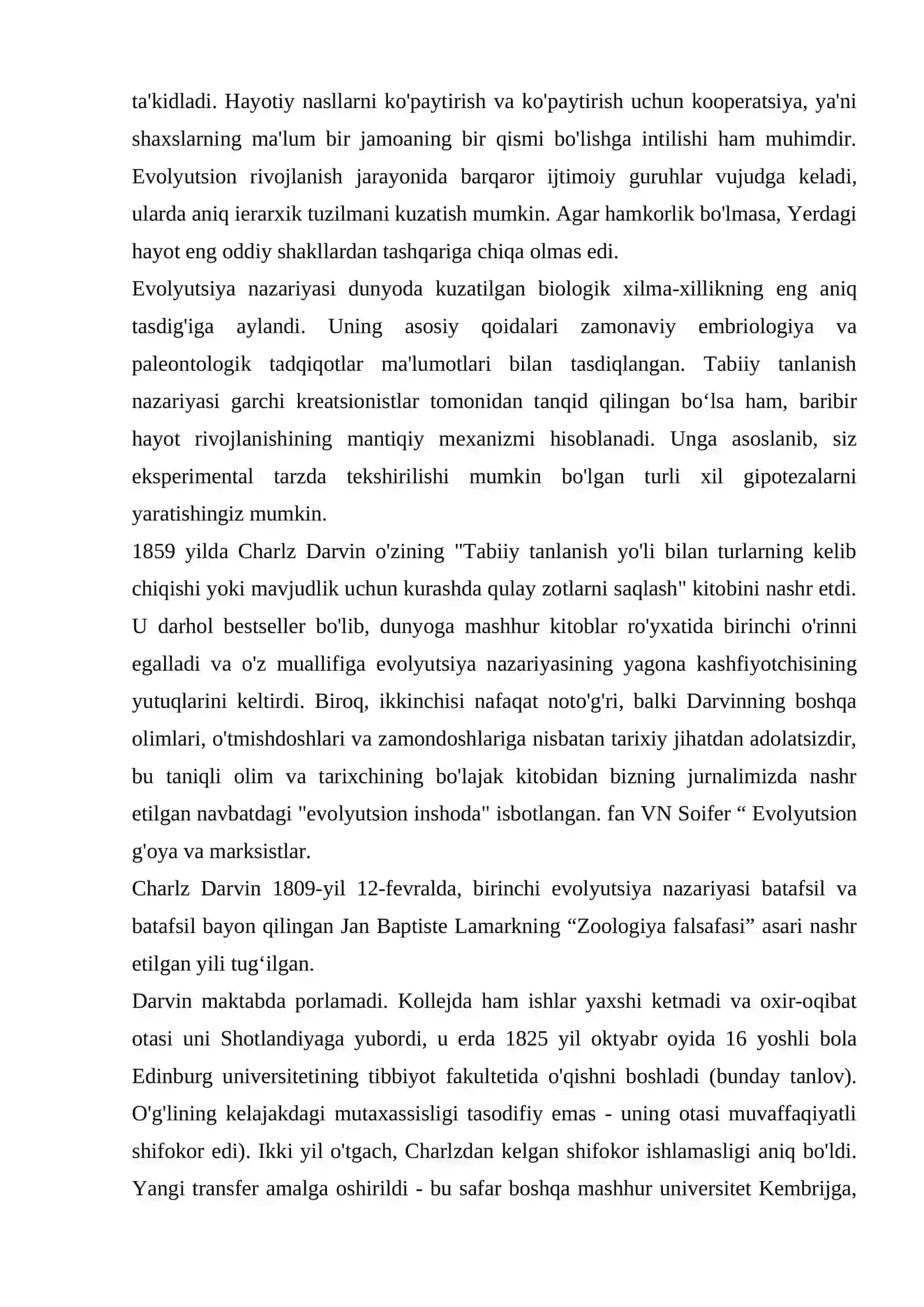 Charliz Darvin faolyati va evalyutsiyaga qo’shgan xissasi 4