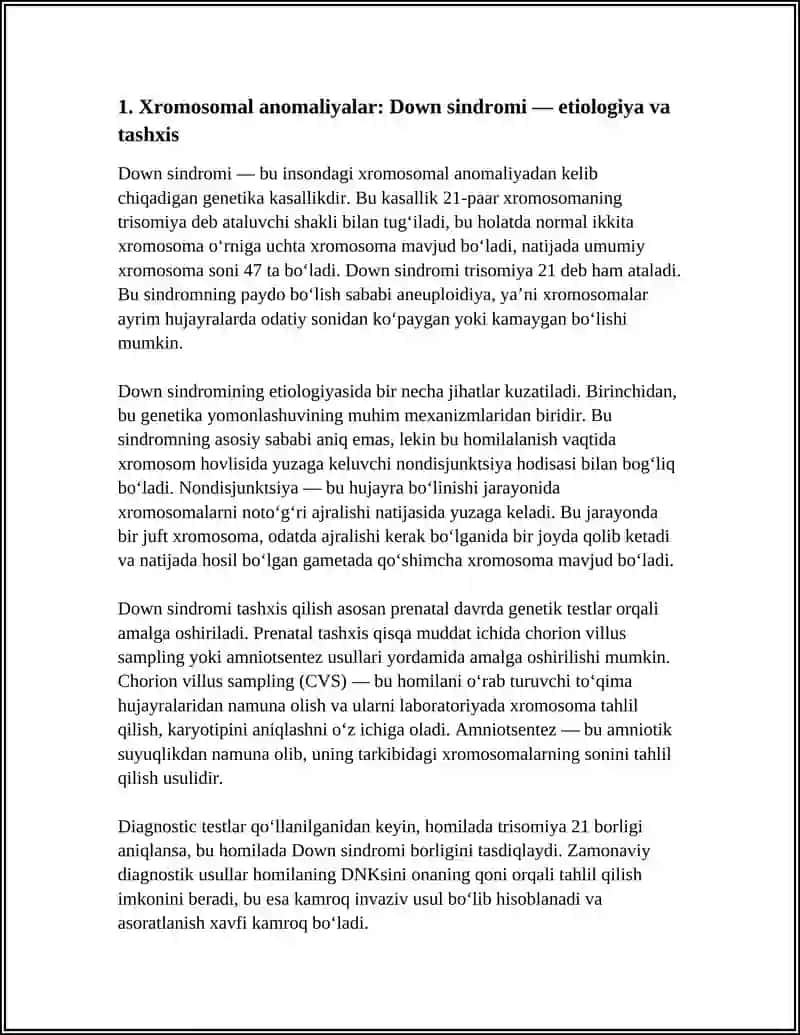 IRSIY KASALLIKLAR: XROMASOMA VA GEN KASALLIKLARI 4