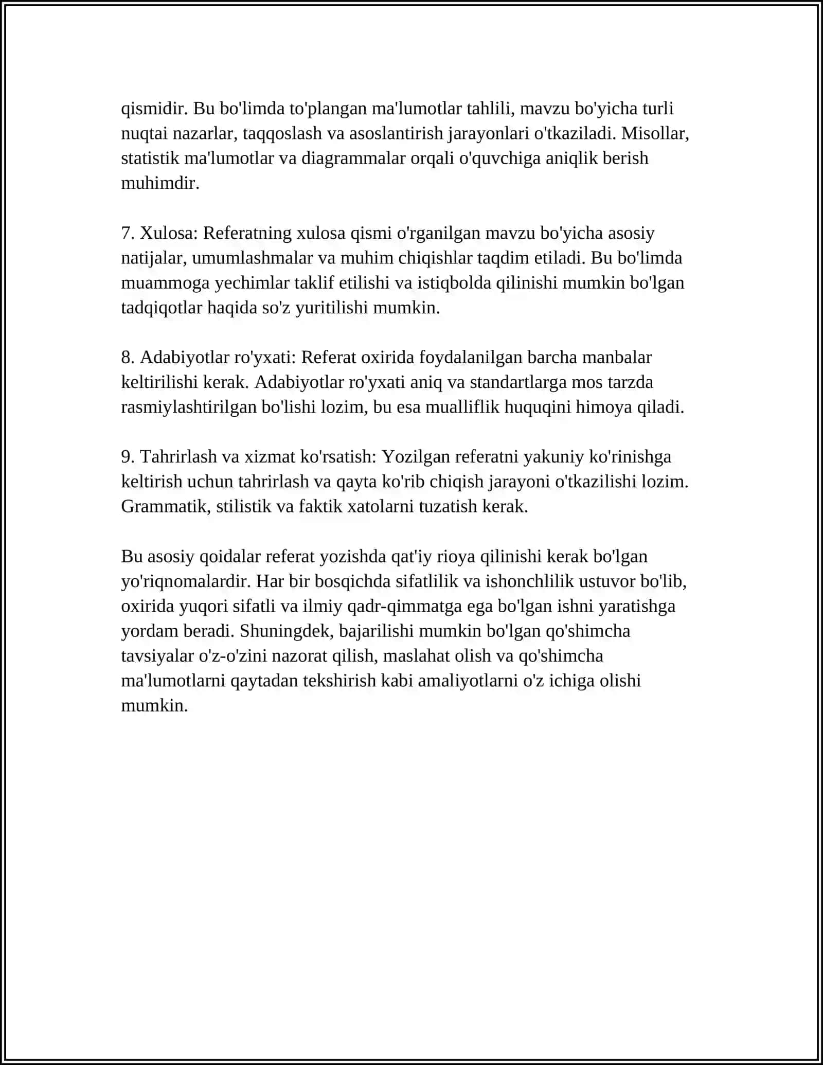 MUSTAQIL ISH Mavzu: REFERAT YOZISH 4
