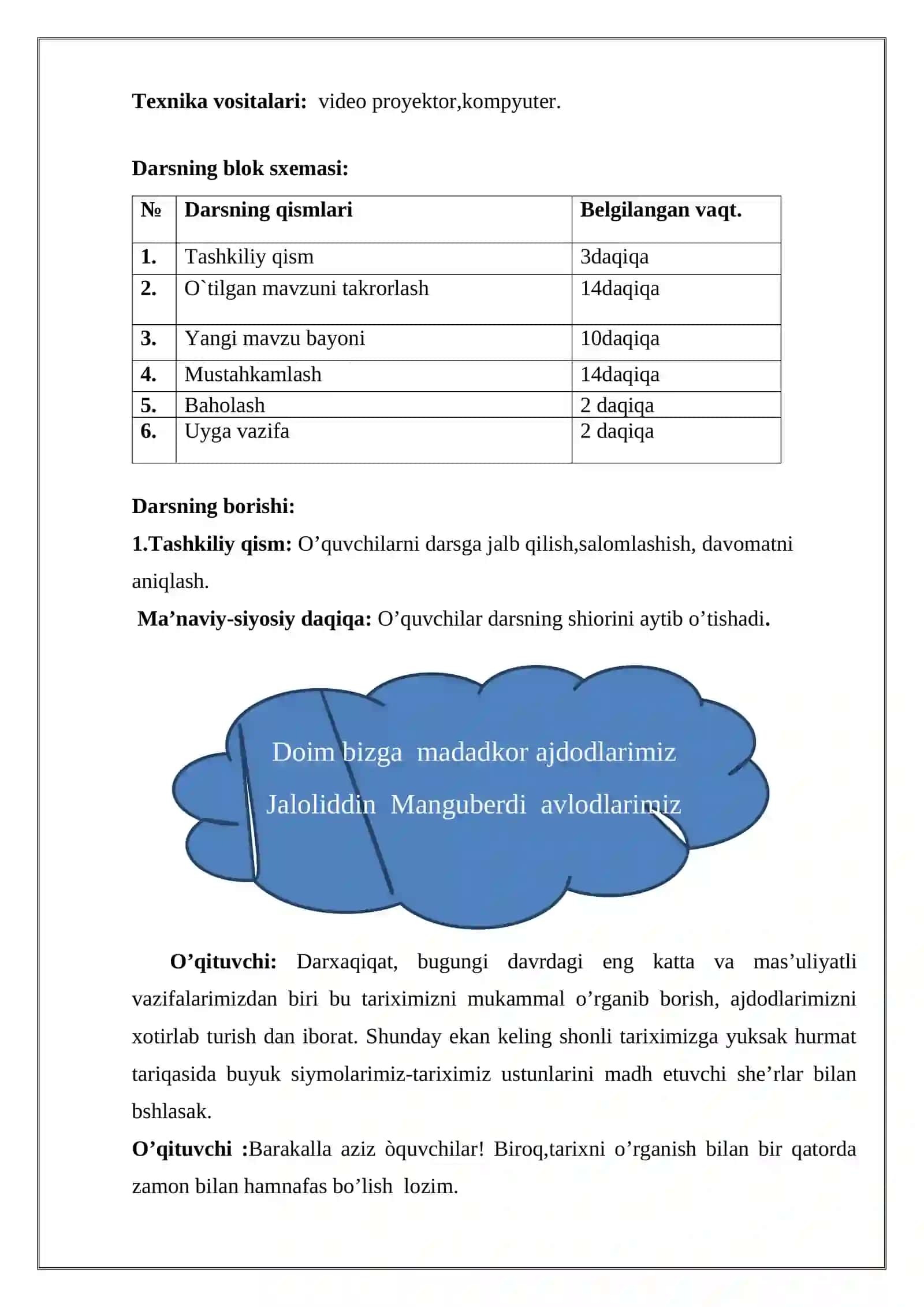 7-sinf O'zbekiston Tarixi Jaloliddin Manguberdi mohir sarkarda dars ishlanma 4