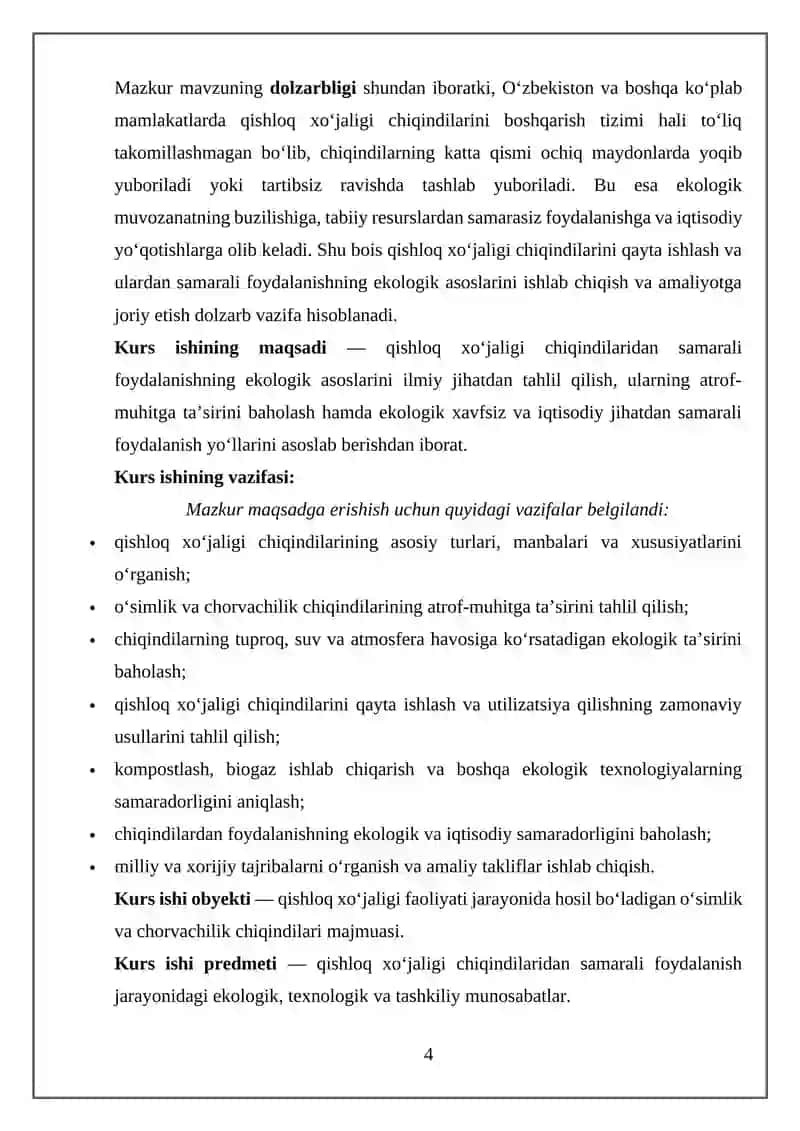 Qishloq xo’jaligi chiqindilaridan samarali foydalanishning ekologik asoslari 4