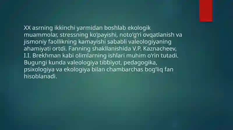 VALEOLOGIYA-SOG’LIQNI SAQLASH TO’G’RISIDAGI FAN 4