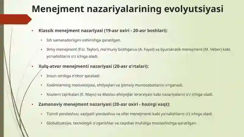 Taqqoslama menejmentning nazariy asoslari 4