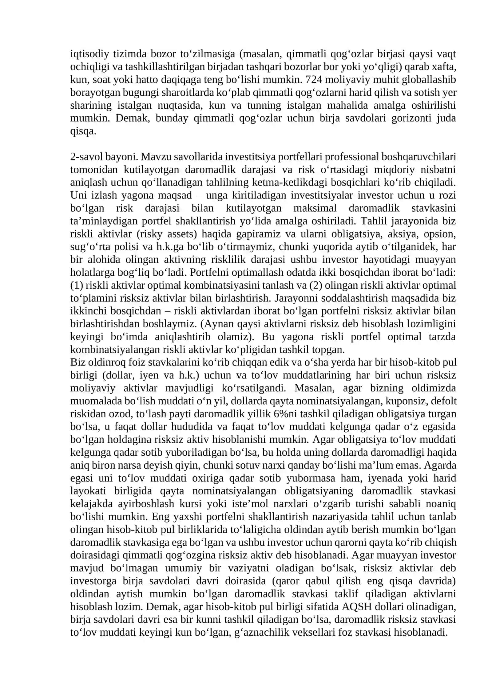 Moliya va investitsion portfelni shakllantirish 4