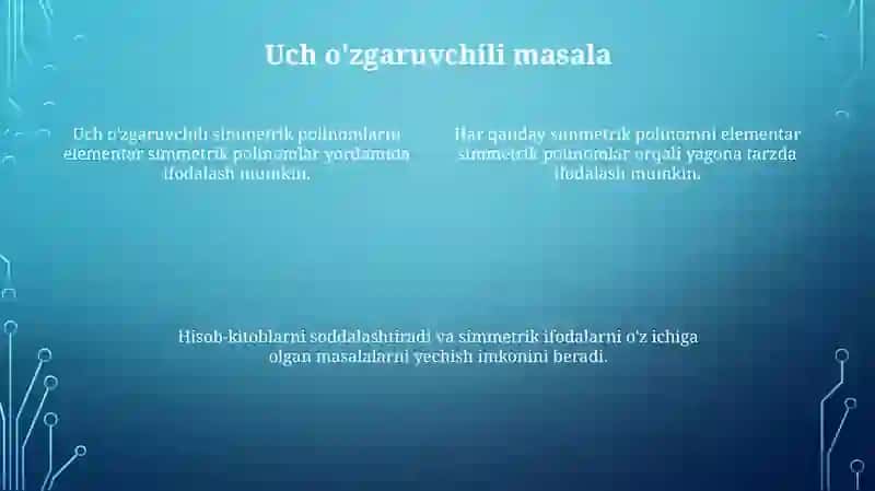 Simmetrik ko`phadlar haqidagi teorema 4