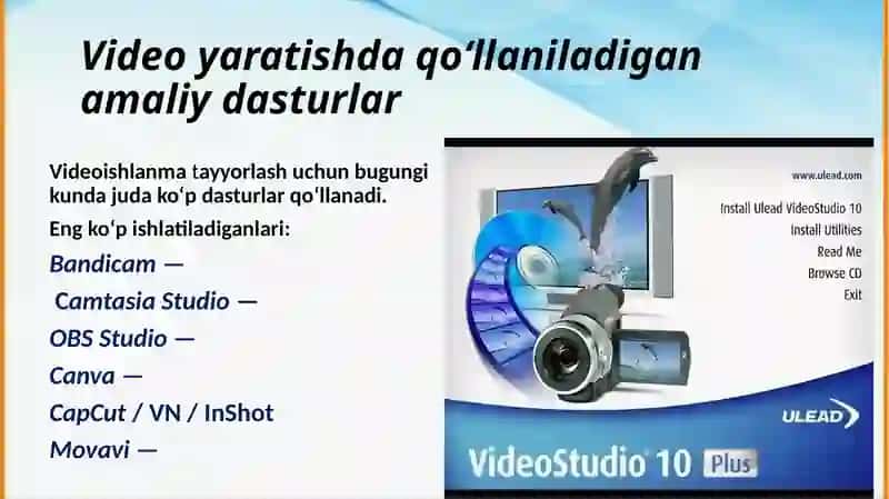 Taqdimot. Amaliy dasturlar yordamida videoishlanmalar yaratish 4