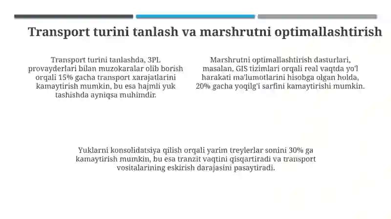 Logistikadatransportxarajatlarinioptimallashtirish 4