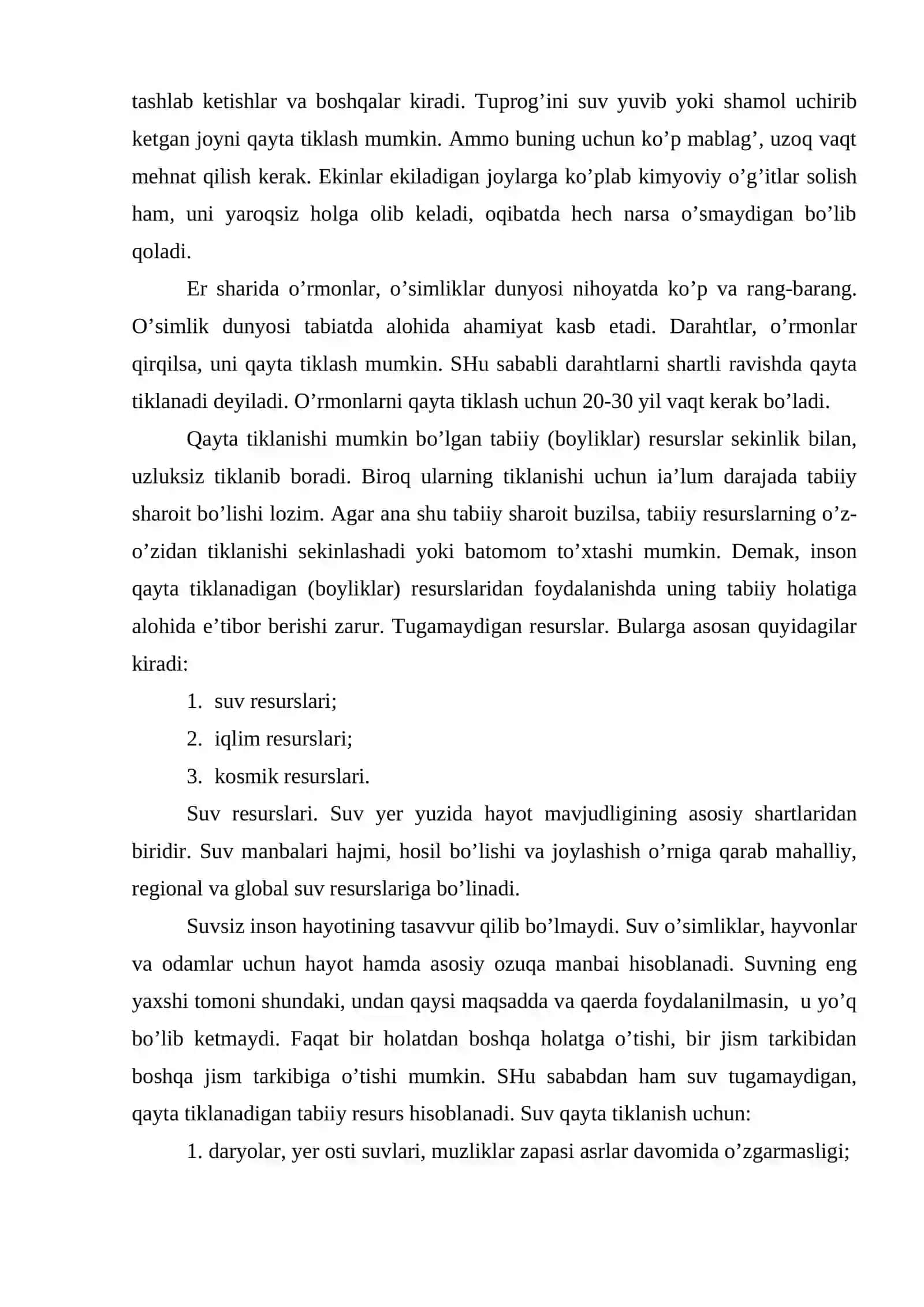 Tabiiy resurslar va ulardan foydalanish 4