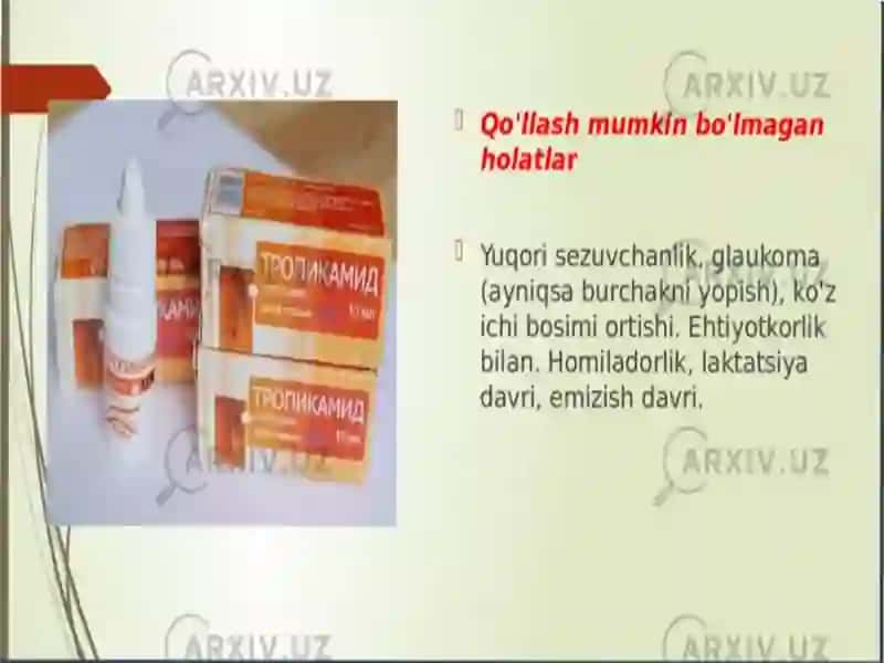 Tropikamid dorivositasining farmakologiyasi 4
