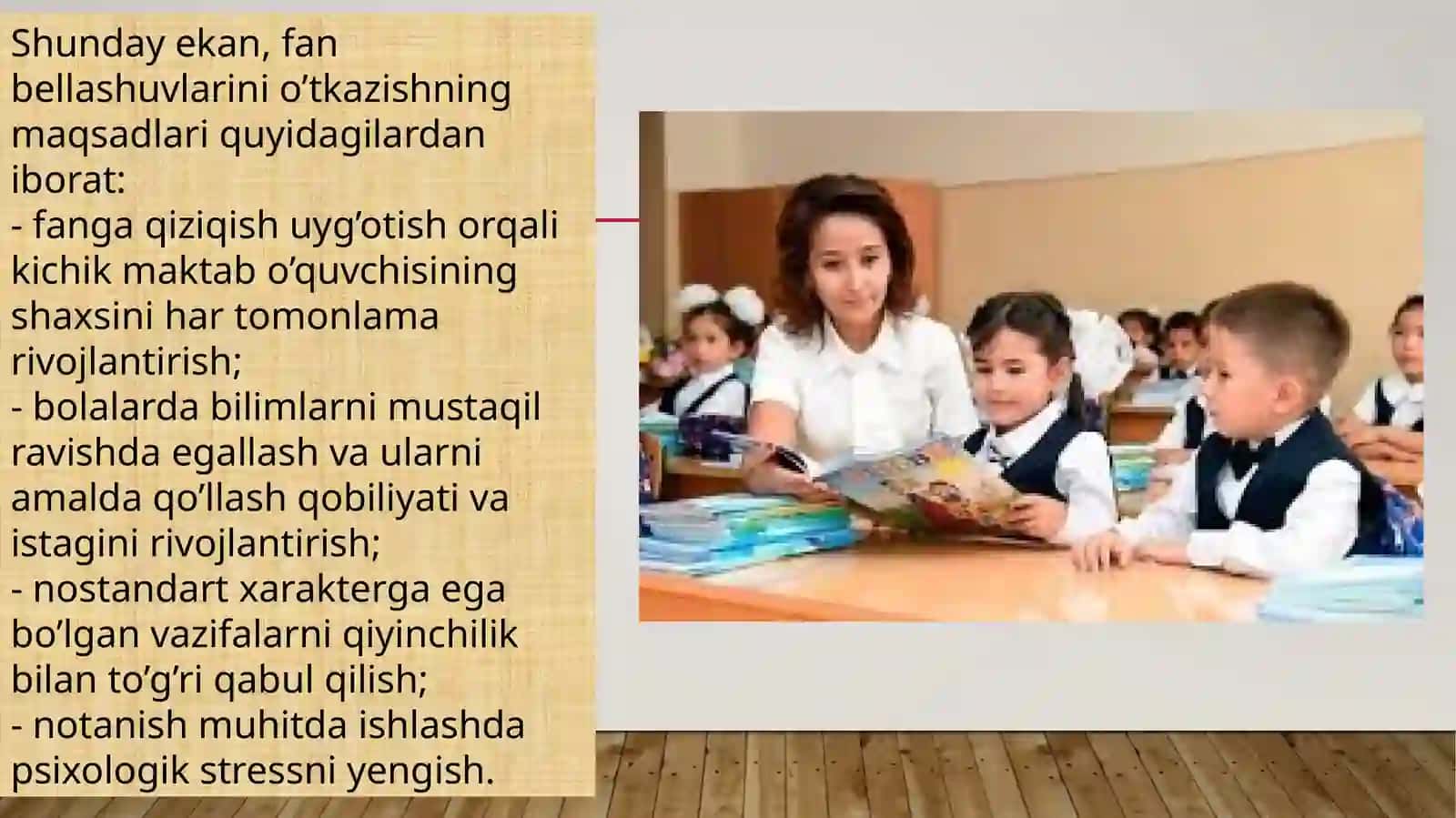 2-SINFDA BELLASHUVLARNING MAZMUNI VA ULARNI TASHKIL QILISH USULLARIGA TOPSHIRIQLAR TIZIMINI ISHLAB CHIQISH 4