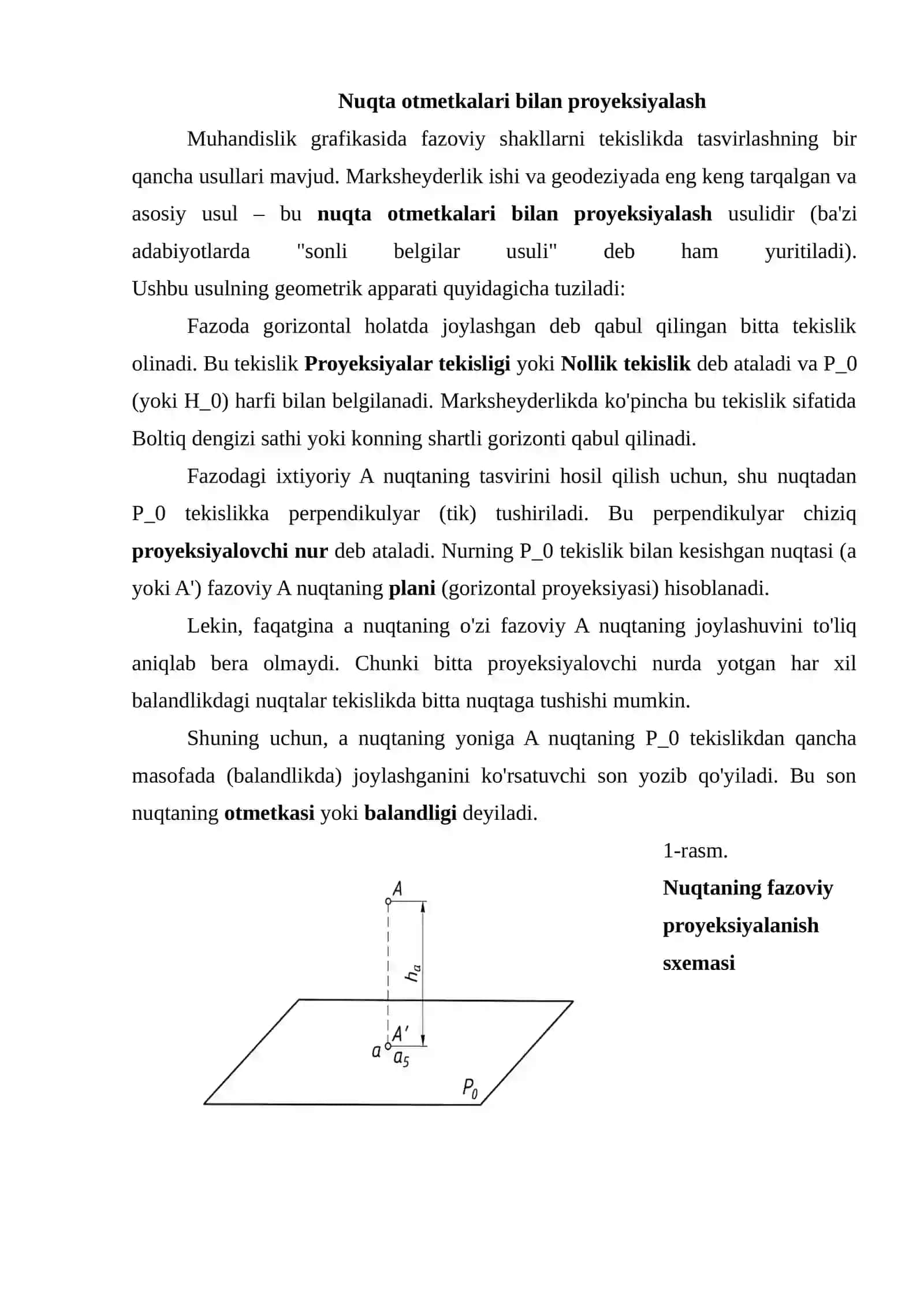 Nuqta otmetkalari bilan proyeksiyalash 4