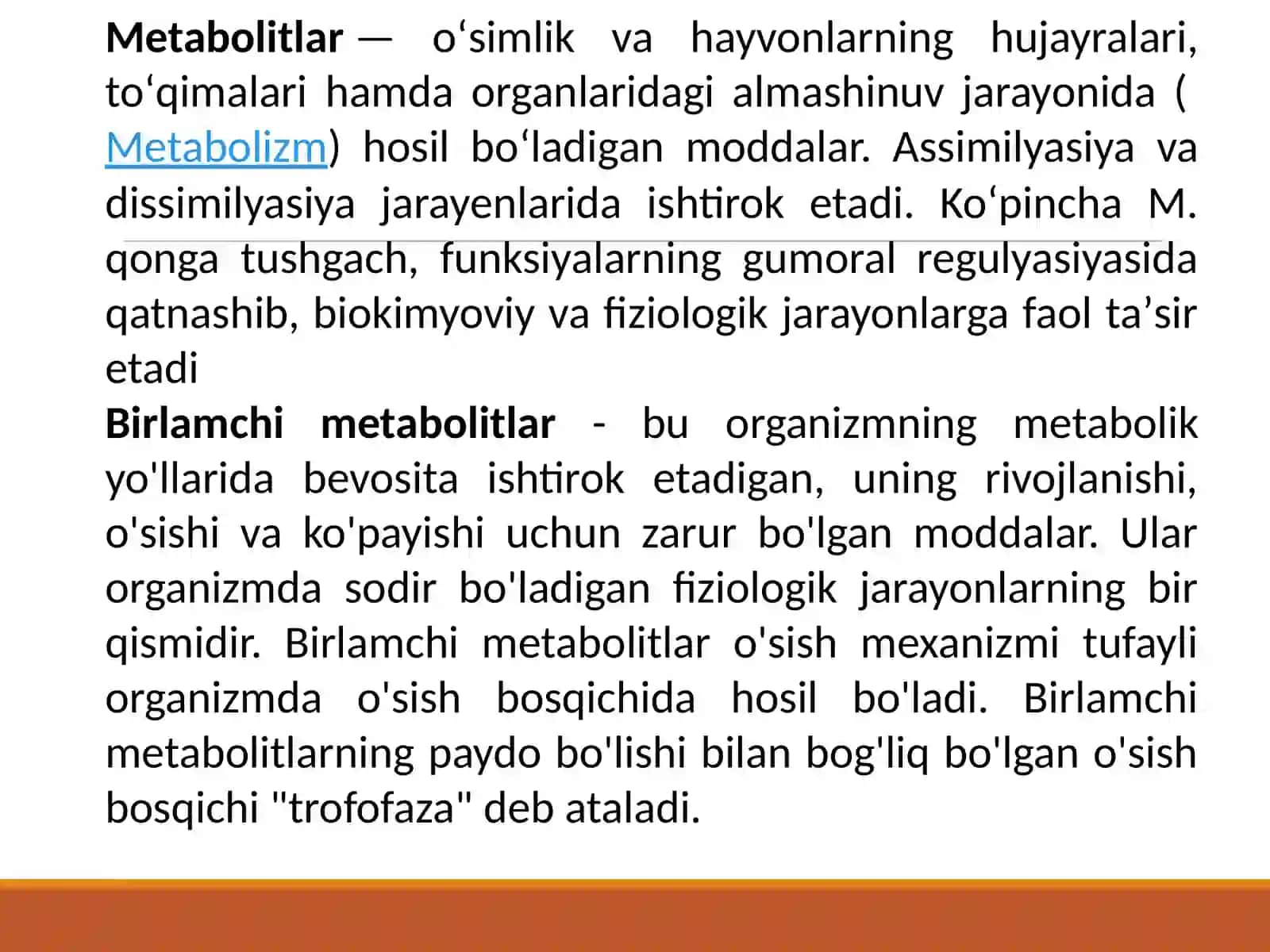 BIOTEXNOLOGIYA METABOLIZM 4