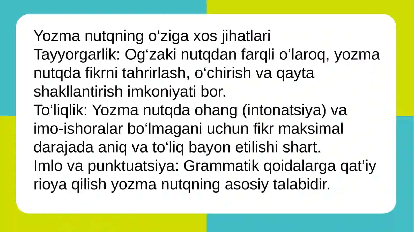 Yozma nutq va takomillashtirish yoʻllari 4
