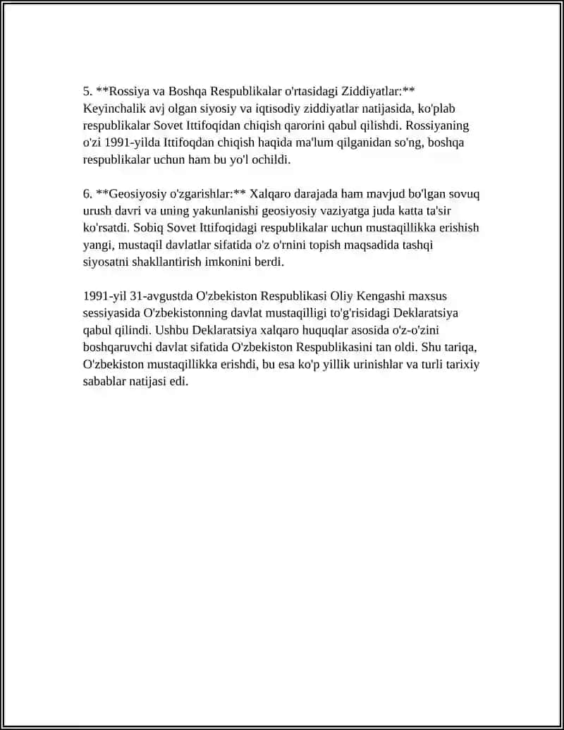 O'zbekiston Davlat Mustaqilligining E'lon Qilinishi 4