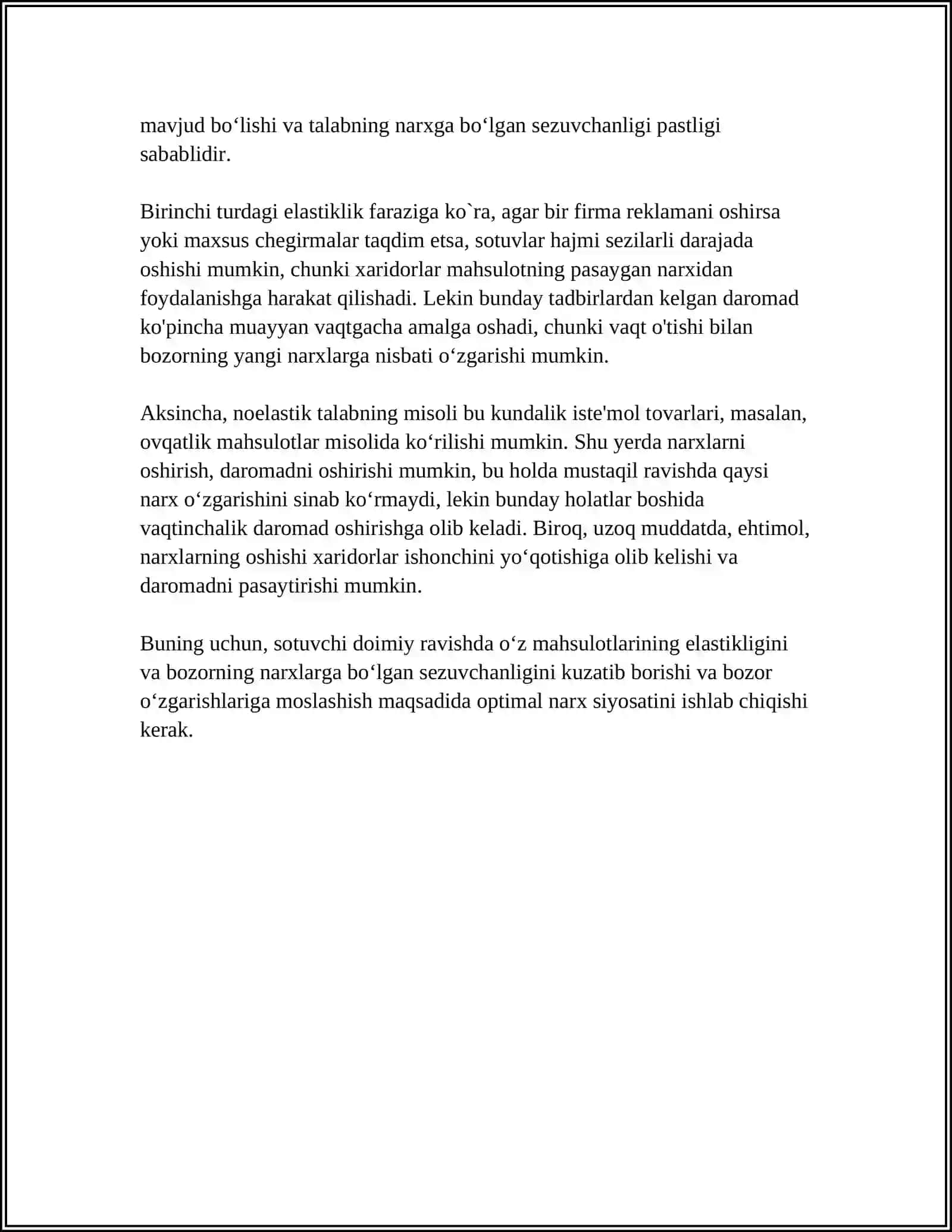 SOTUVCHI DAROMADINI TALAB ELASTIKLIGIGA KORA TAHLIL QILISH 4