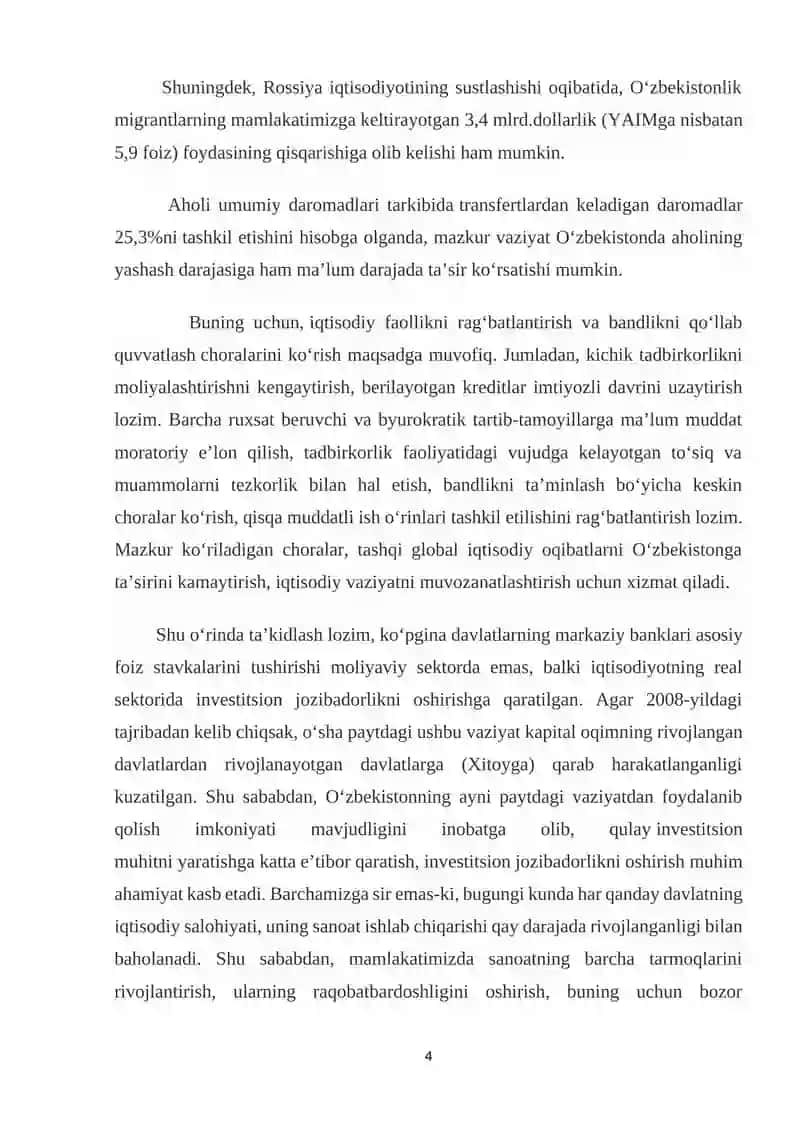 O'zbekiston Respublikasi iqtisodiyoti tashqari ishlarda oshib borishi 4