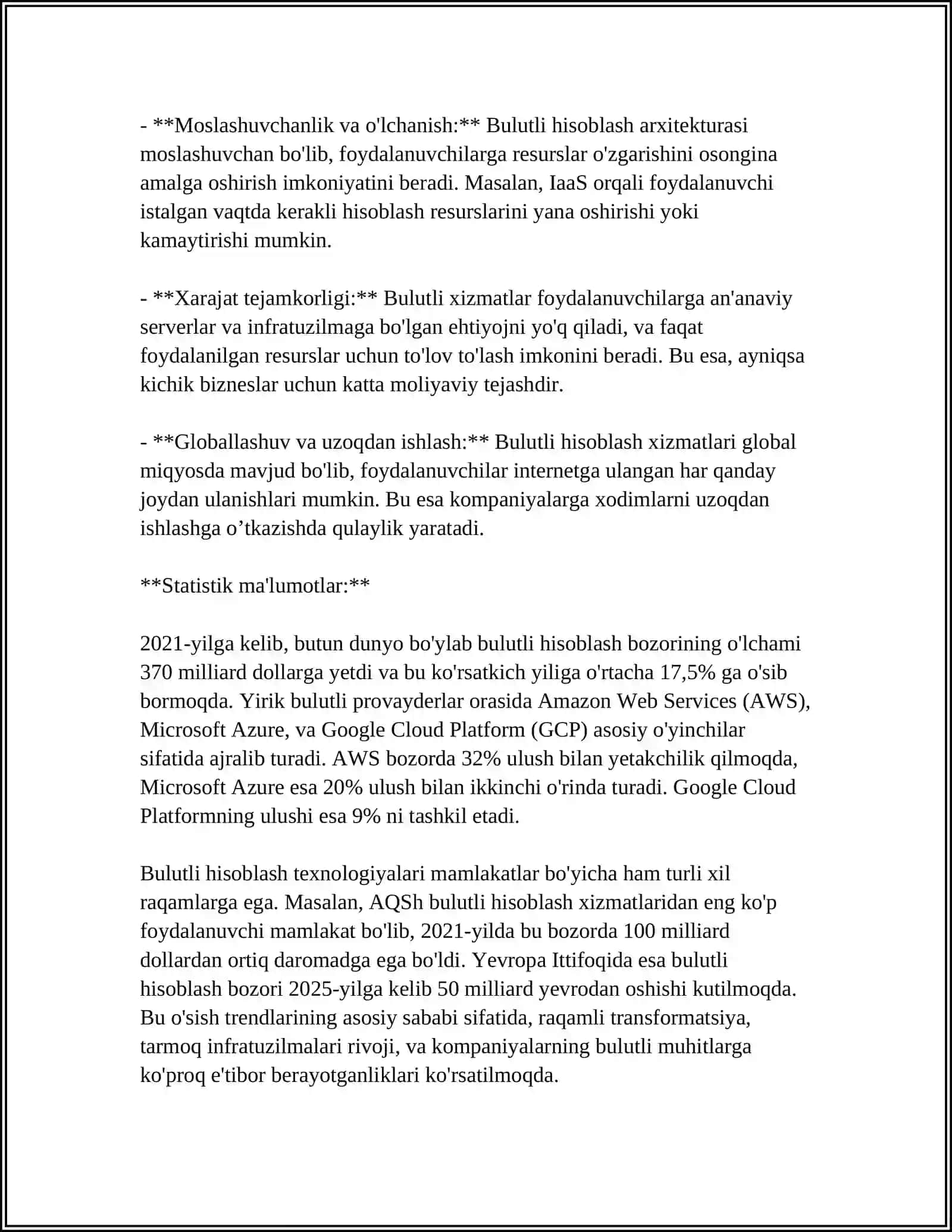 IQTISODIY AXBOROTLARNI QAYTA ISHLASH JARAYONIDA BULUTLI FOYDALANISH TEXNOLOGIYALARI 4