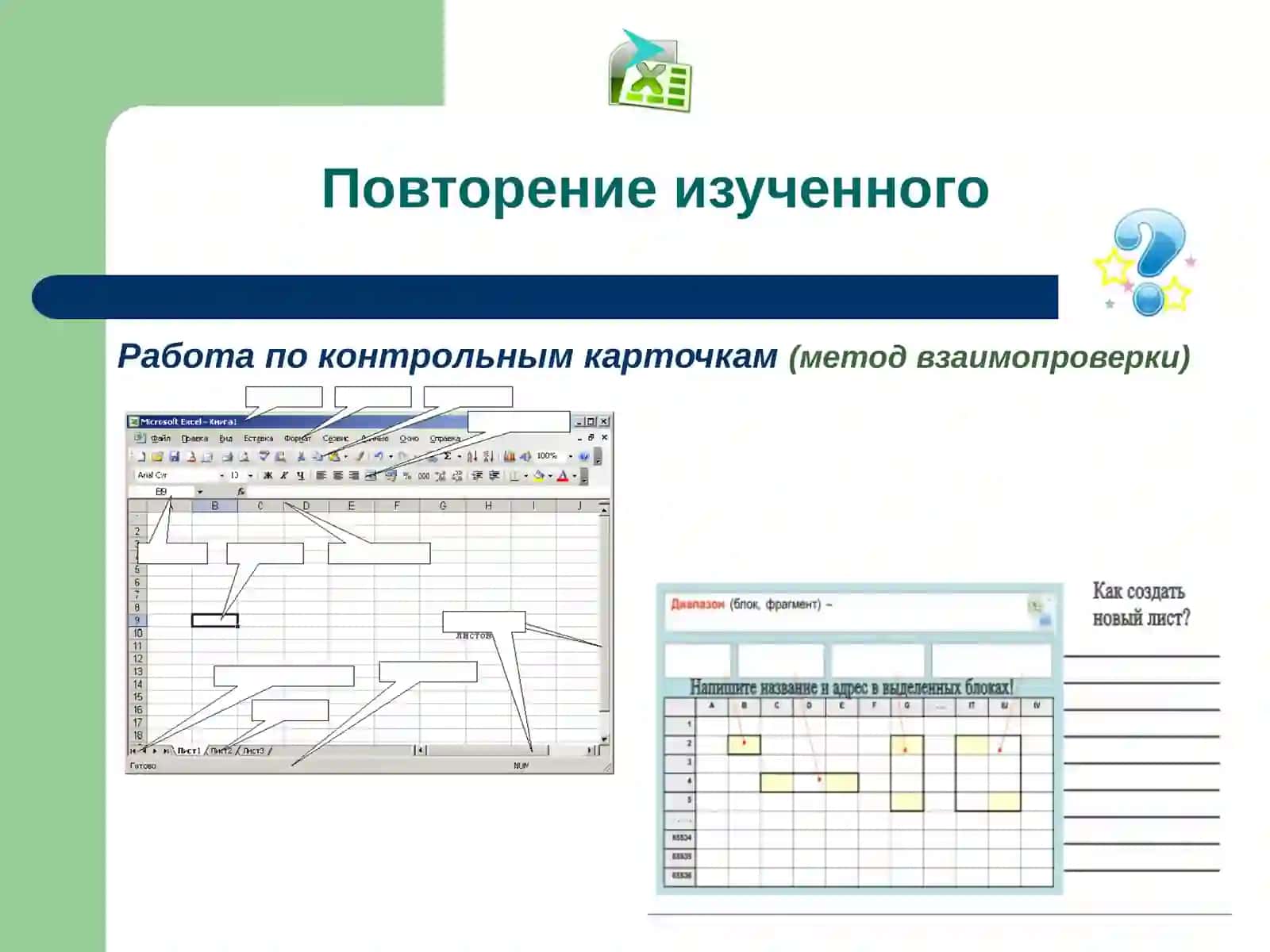 Элементы электронной таблицыEXCEL 4