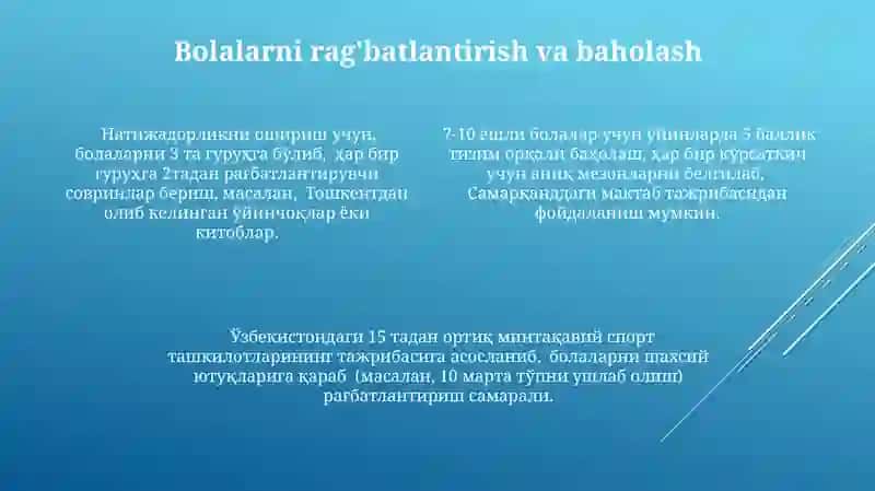 Milliy Va Harakatli O'yinlarni O'rgatish 4