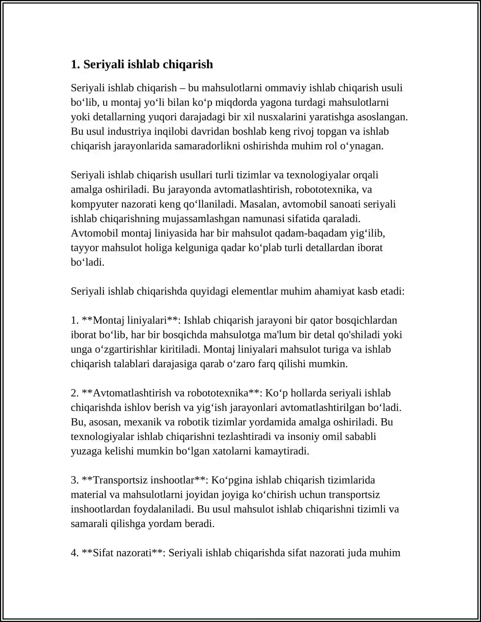Seriyali ishlab chiqarish 4