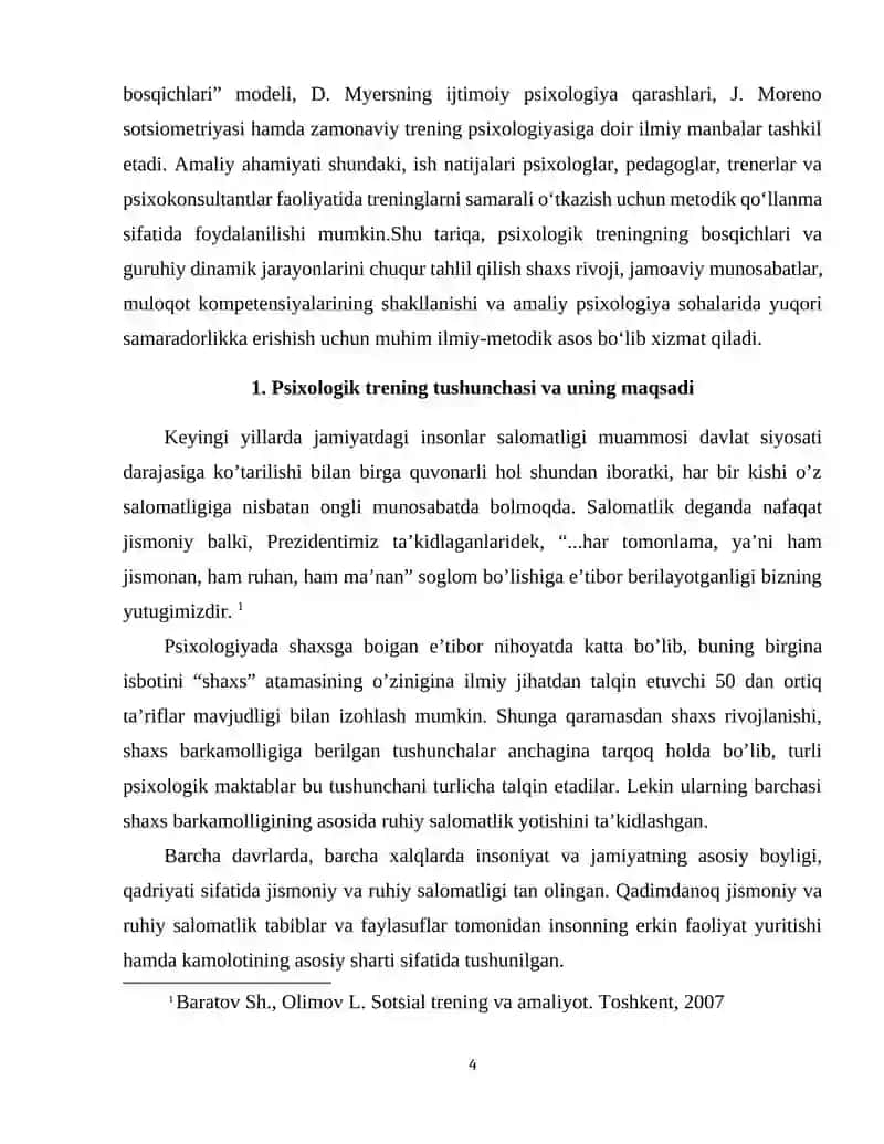 Psixologik treningning asosiy bosqichlari 4