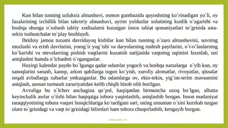 Kalendarning tabiat xodisalari bilan bog`liqligi 4