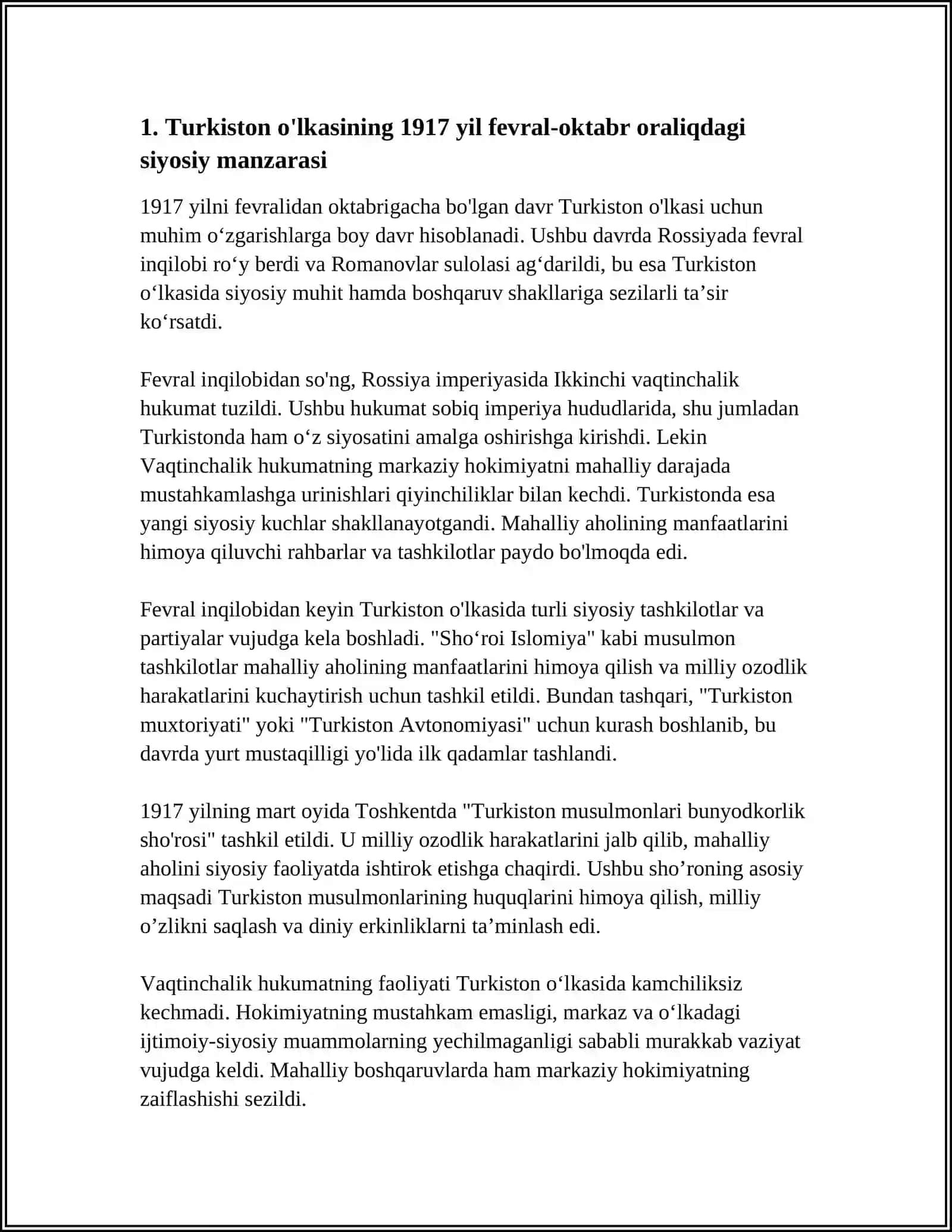 TURKISTON ÕLKASI 1917-YIL FEVRAL OKTABR ORALIĞIDA 4