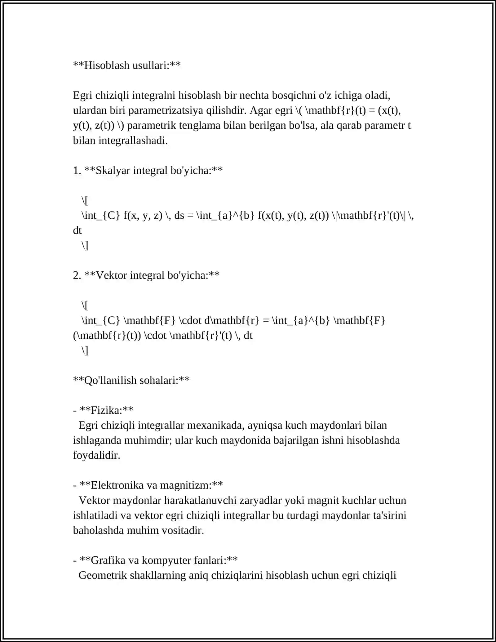 BIRINCHI VA IKKINCHI TUR EGRI CHIZIQLI INTEGRALLAR ORASIDAGI BOG’LANISHLAR 4