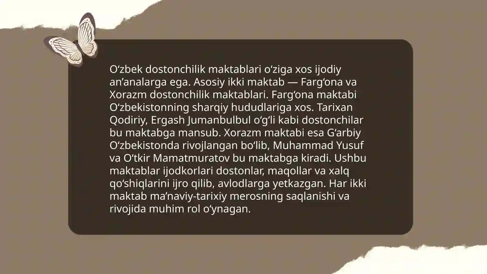 Dostonchilik maktablari VA ularning an'analari 4
