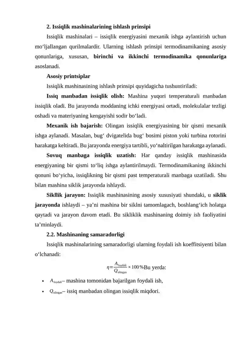 Issiqlik energiyasini ishga aylanishi karno sikli 4