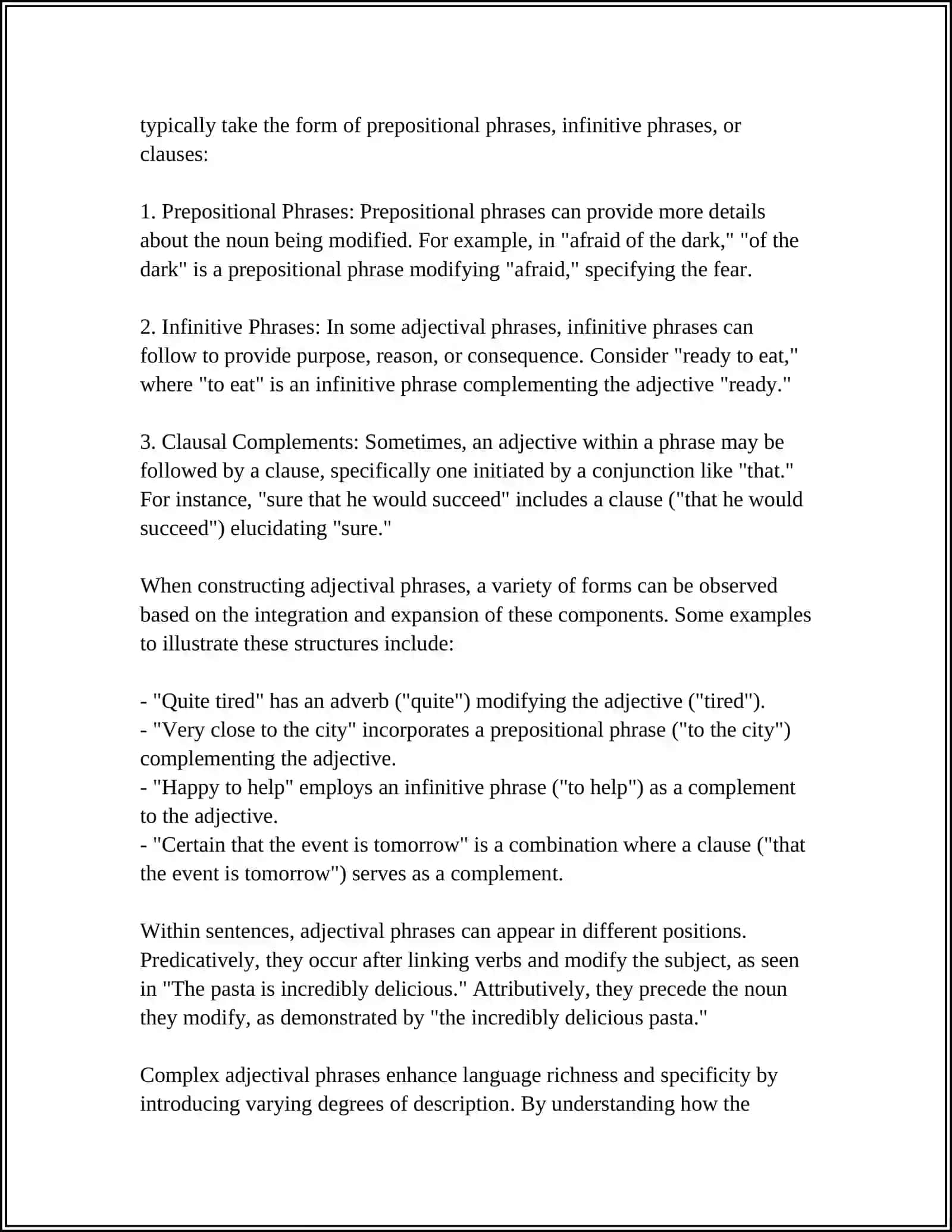 THE SYNTAX OF ADJECTIVAL AND ADVERBIAL PHRASES: MODIFICATION AND COMPLEMENTATION 4