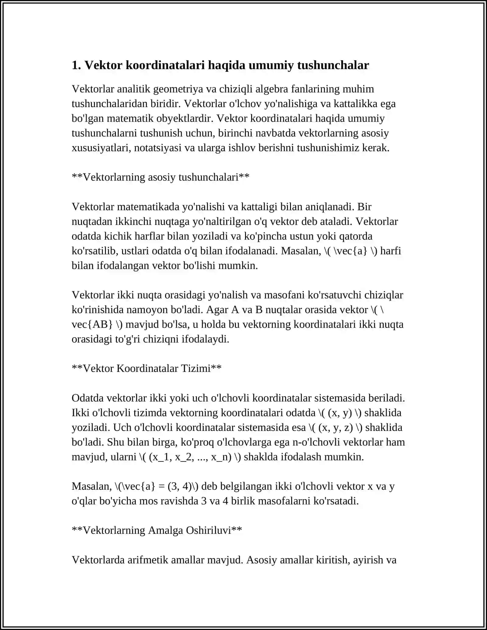 Vecktor koordinatorlari 4