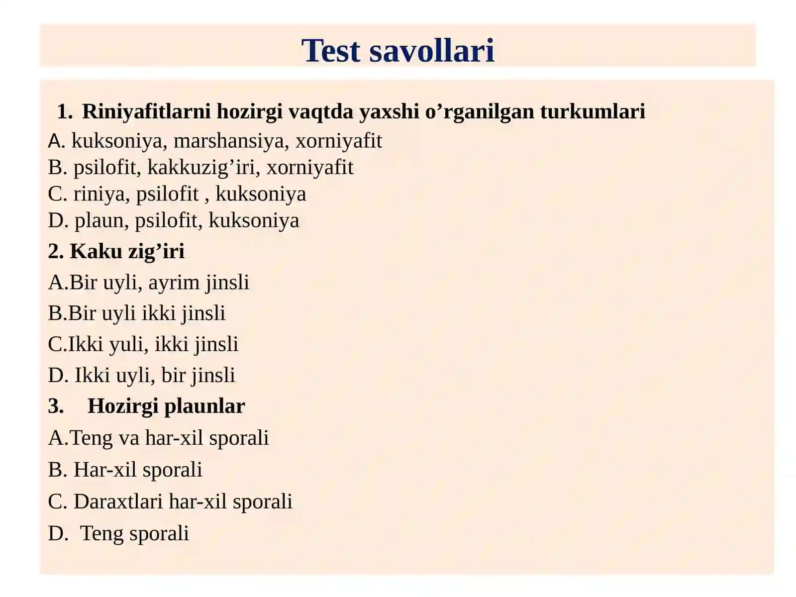 O’tilgan mavzu bo’yicha savollar 4