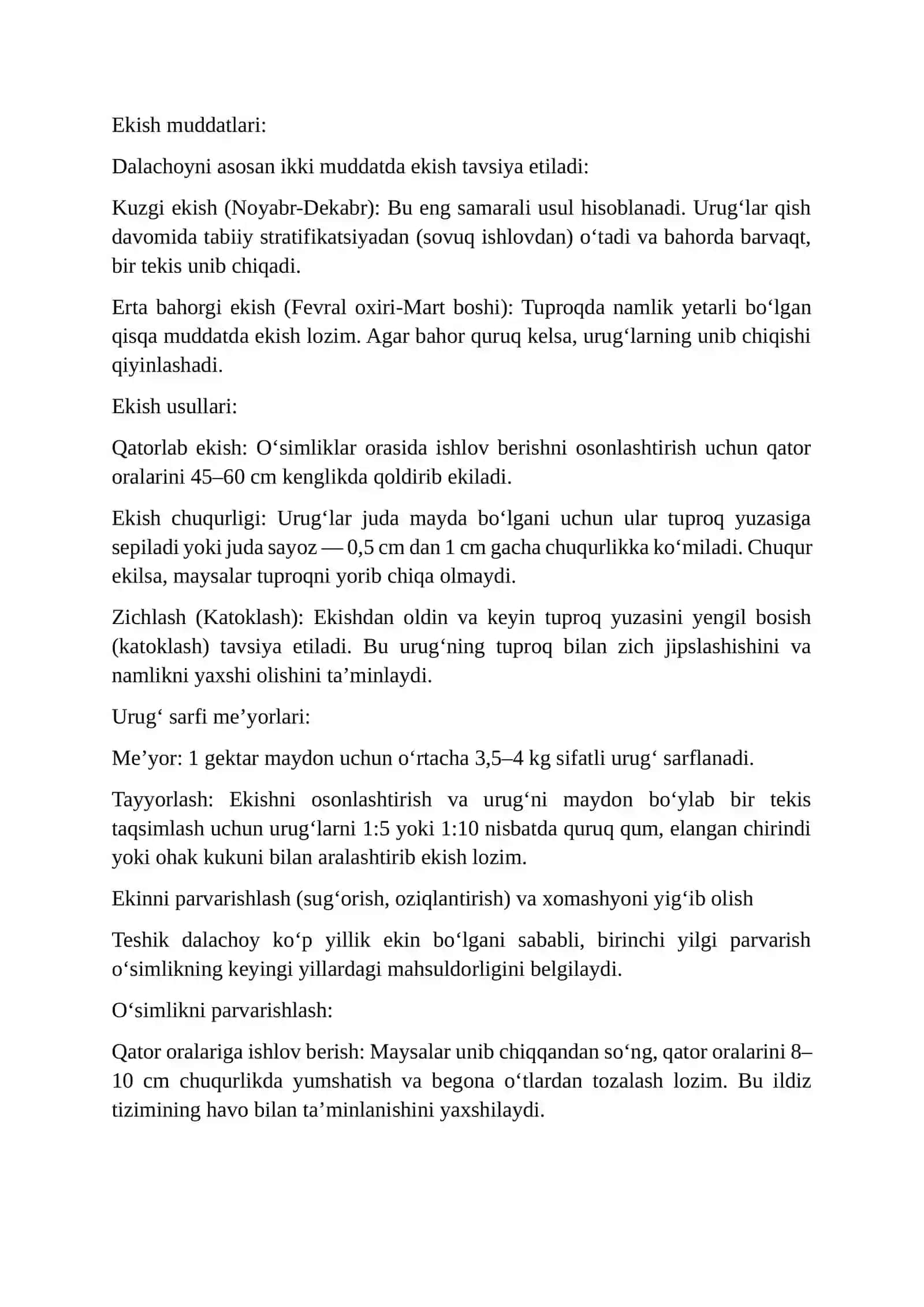 Teshik dalachoy -Hypericum perforatum L. Oʻsimligini yetishtish texnologiyasi 4